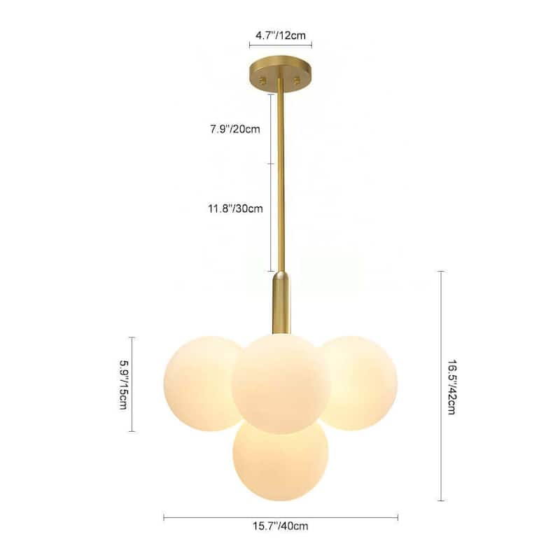 Mid-Century Brass Tiered Frosted Glass Globe Bubble Chandelier