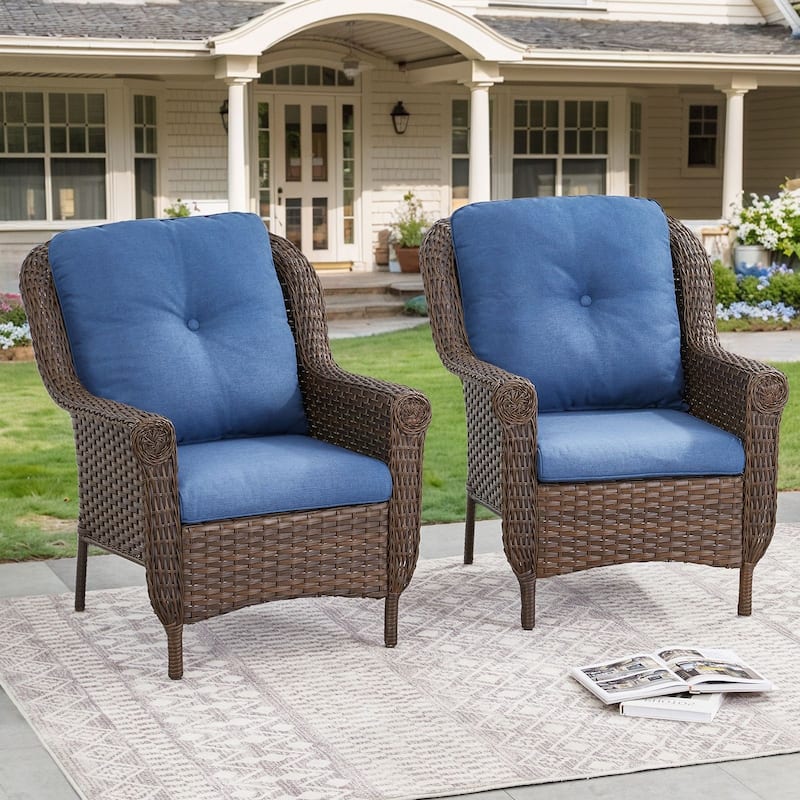Gymojoy Outdoor Wicker Patio Chairs Set of 2 with Cushions
