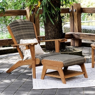 Cambridge Casual Auburn 2-piece Teak Patio Adirondack Chairs with Ottoman