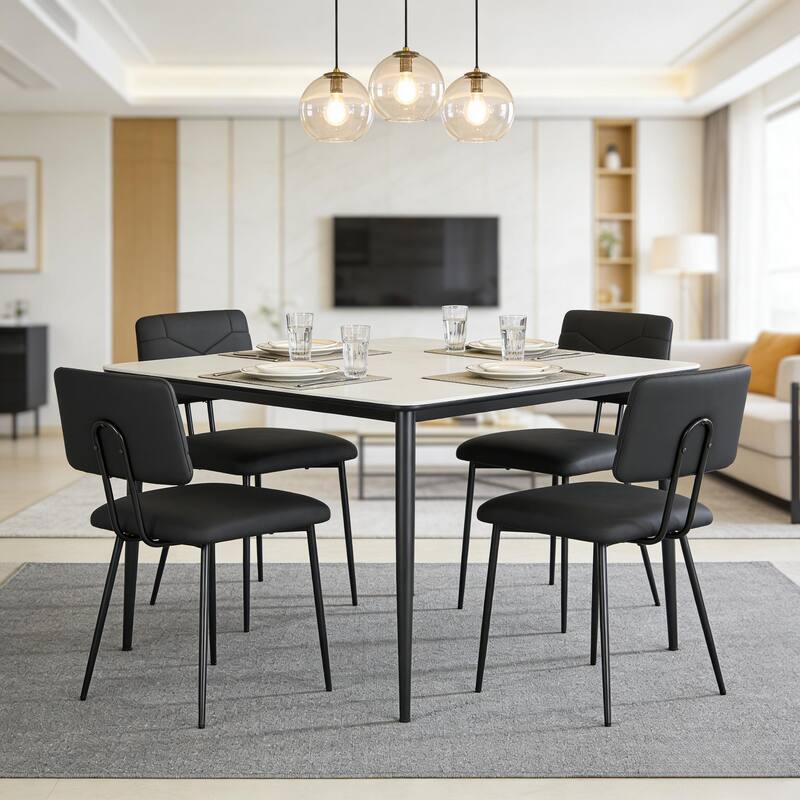 VECELO PU Leather Dining Chairs 2/4-Pack X-Back Side Chairs with Gold/Black Legs for Living room Bedroom Study Kitchen