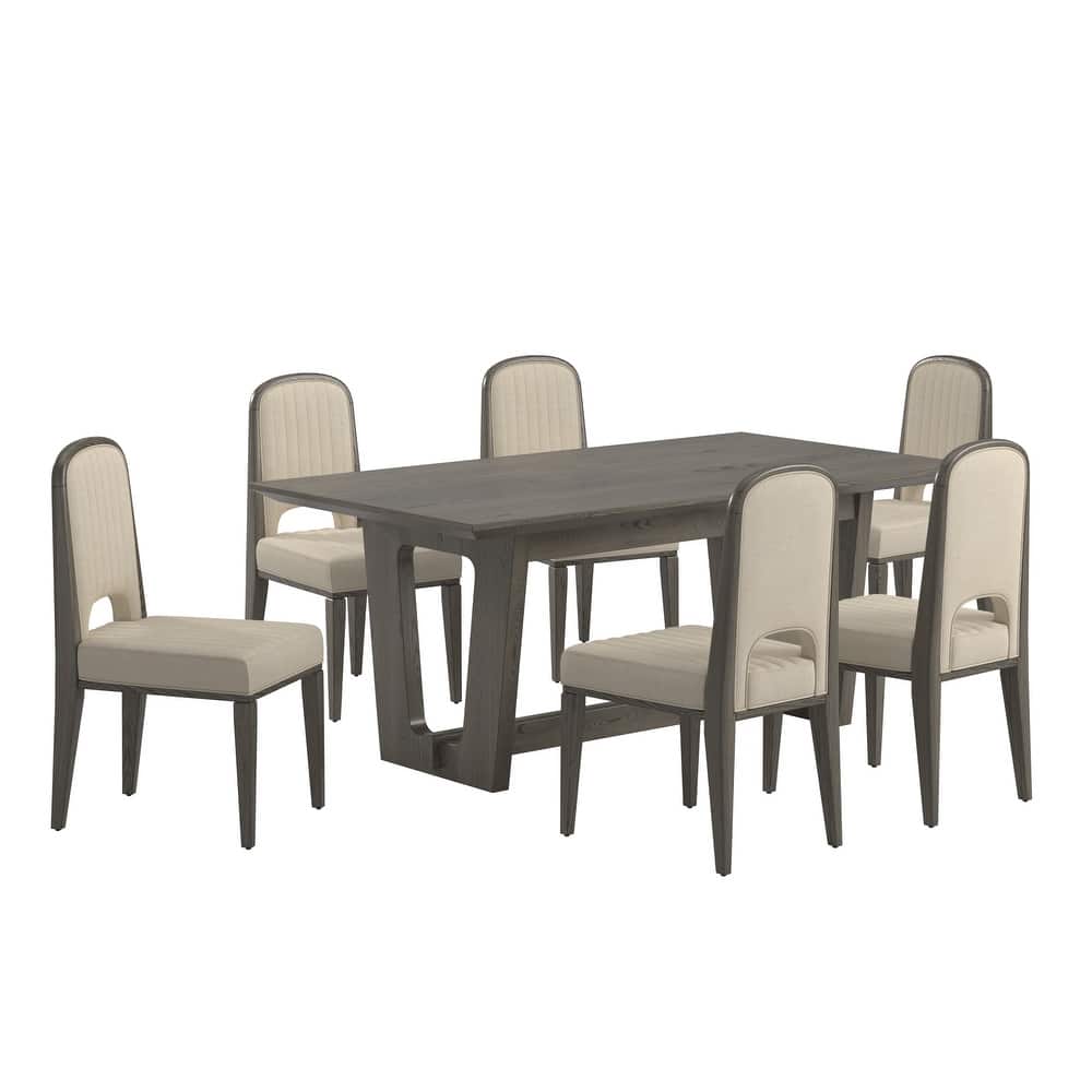 Harstad 72" Wood Finish Rectangular Dining Set with Upholstered Chairs by iNSPIRE Q Modern