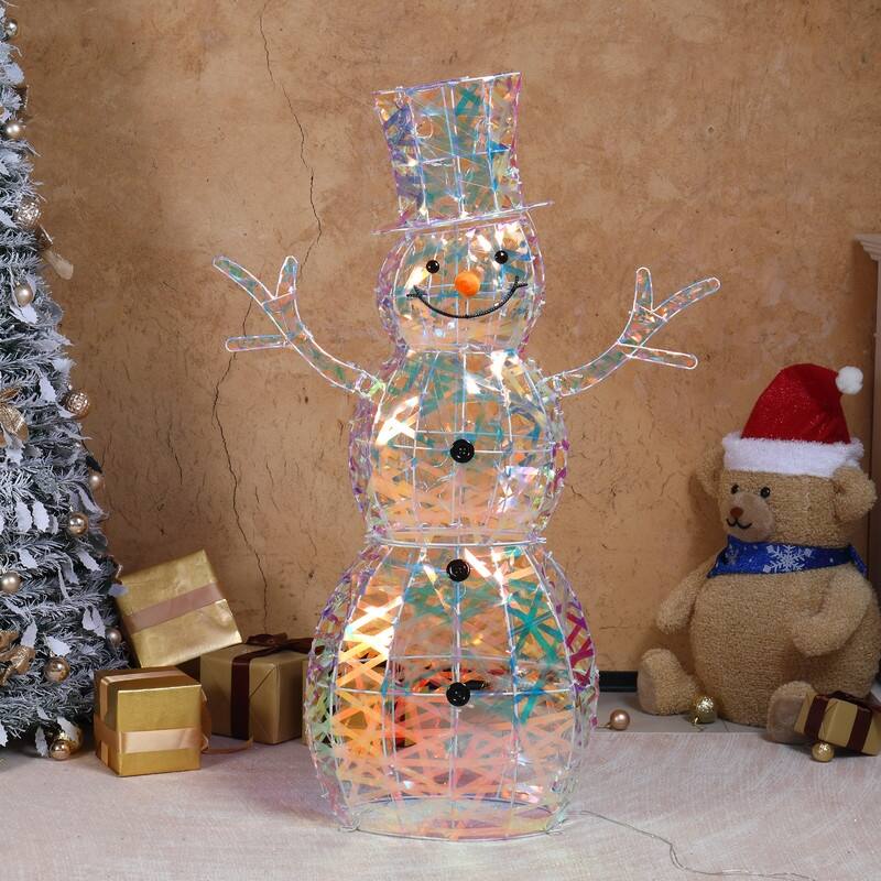 4FT Lighted Iridescent Snowman Christmas Decorations