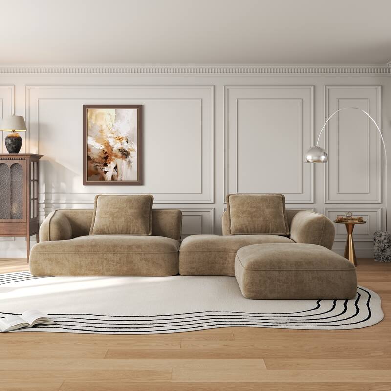 Christopher Knight Home - Modern Upholstered Sectional Sofa with Curved Silhouette