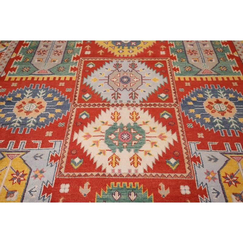 Heriz Serapi Indian Area Rug Handmade Geometric Wool Carpet - 8'10" x 11'9"