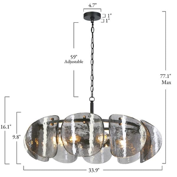 Kasy Modern 8-Light Drum Textured Glass Chandelier Wagon Wheel Light for Dining Living Room Entryway