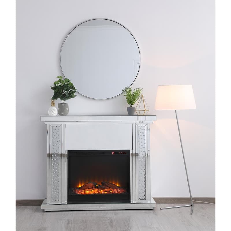 Crystal Mirrored 47.5-inch Fireplace Mantle - N/A