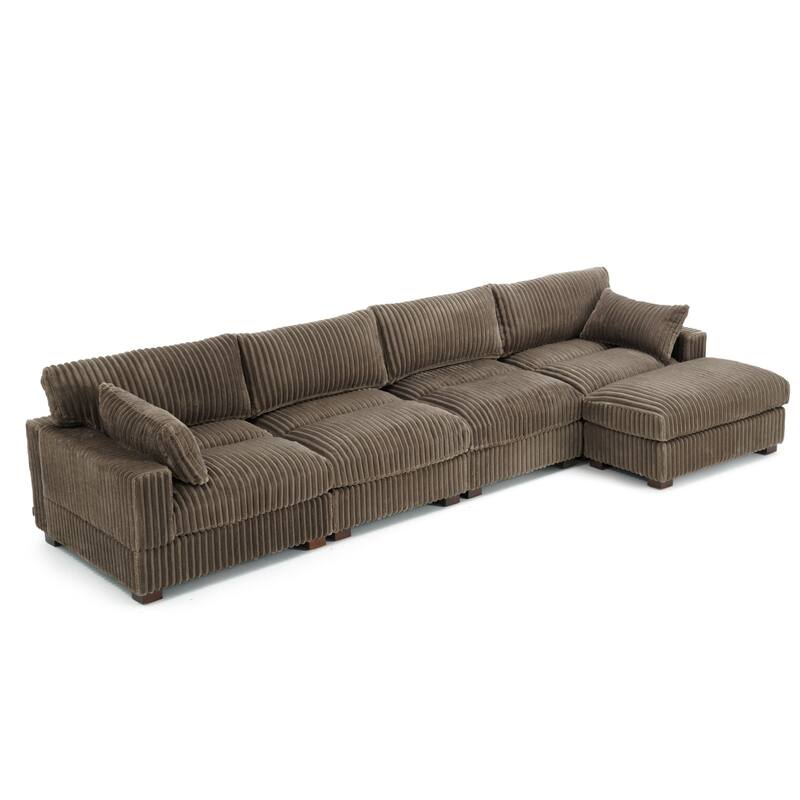 Plush Flannel Modular Sectional Sofa for Living Room