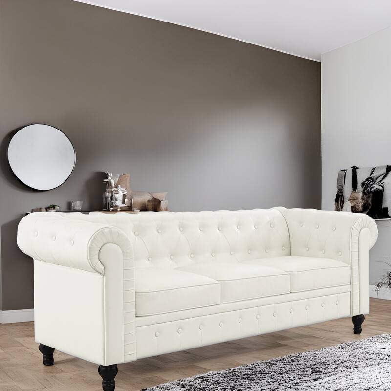 Elegance Chesterfield Mid-Century Modern Sofa, Loveseat & Chair – Luxurious Comfort for Cozy Living Rooms