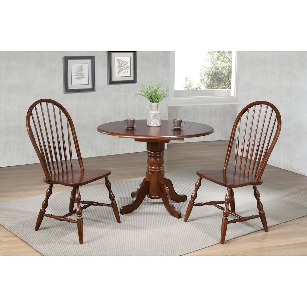 Extendable Round Dining Table Set - 42" Art Deco Style - 3 Piece Table & Chairs - Retro Design