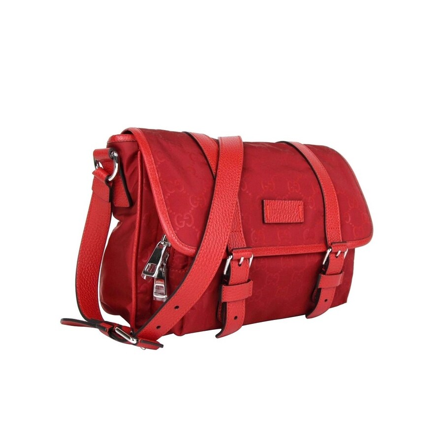 Shop Gucci Women S Red Monogram Gg Nylon Small Messenger Bag 510335 6523 Overstock 31080205