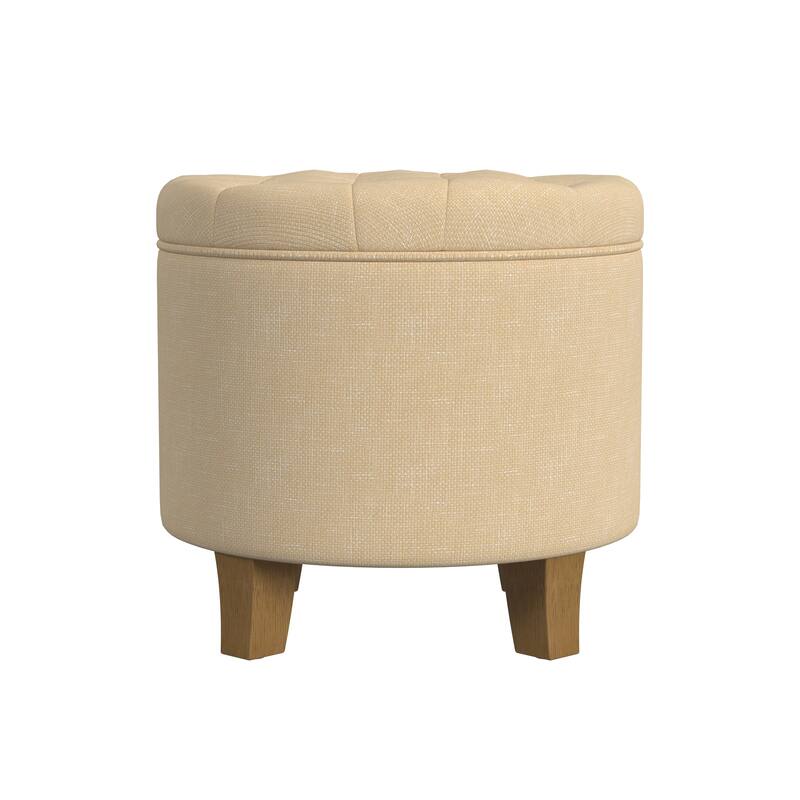 Carson Carrington Hare Button-tufted Round Storage Ottoman