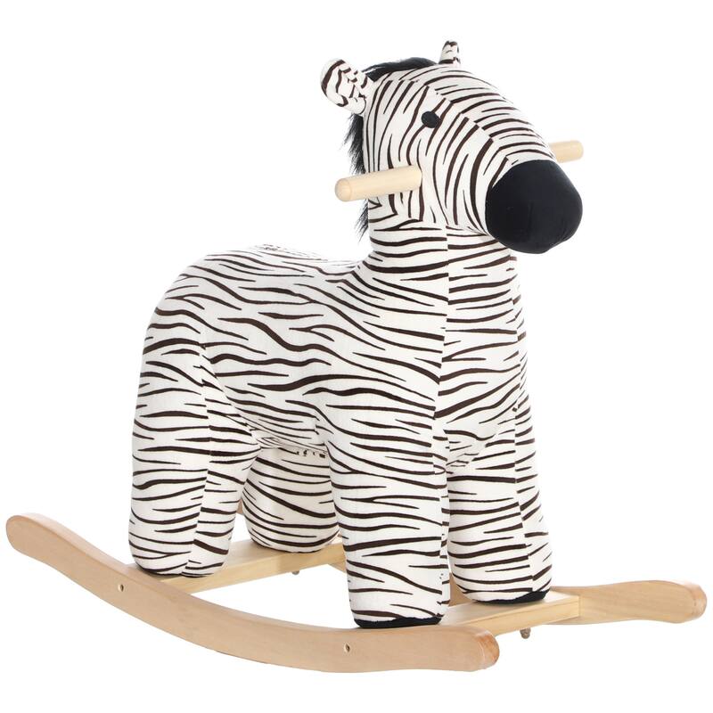 Cute Zebra Rocking Horse for Toddlers with Realistic Sounds, Plush Comfort, and Safe Handle Grips - 2-4 Years Old - Black