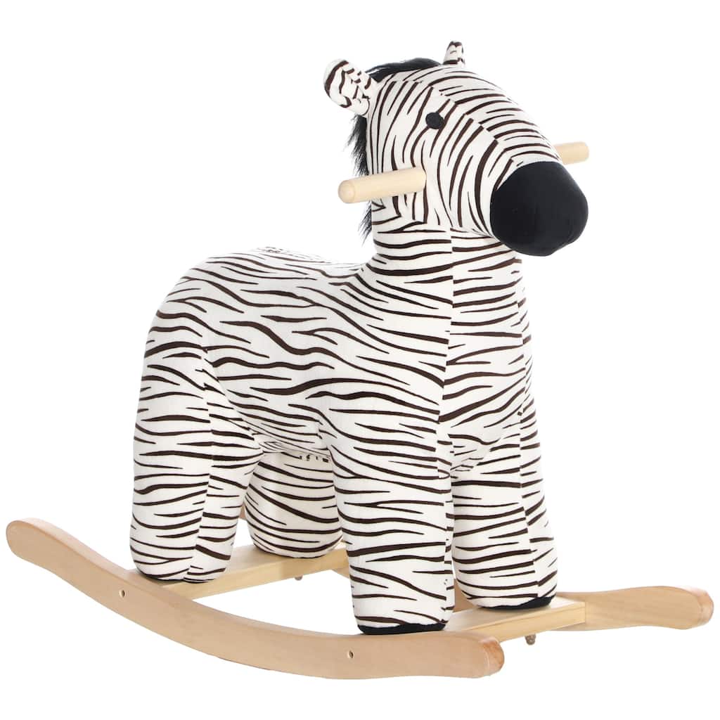 Cute Zebra Rocking Horse for Toddlers with Realistic Sounds, Plush Comfort, and Safe Handle Grips - 2-4 Years Old