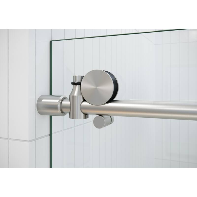 Equinox 60 in. x 60 in. Fully Frameless Glass Bath Slider with Bronze Tint