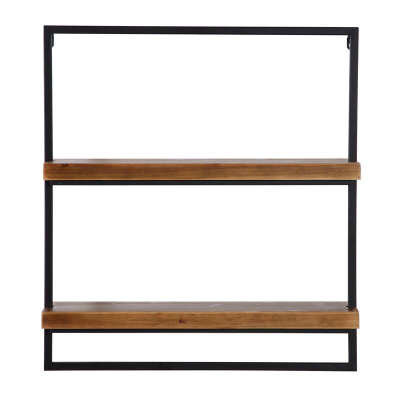 Brown Metal 2 Shelves Wall Shelf