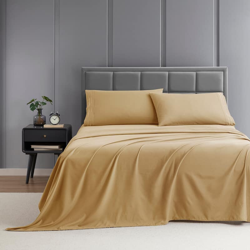 Clara Clark Premium 1800 Series Ultra-soft Deep Pocket Bed Sheet Set - Twin - Camel Gold