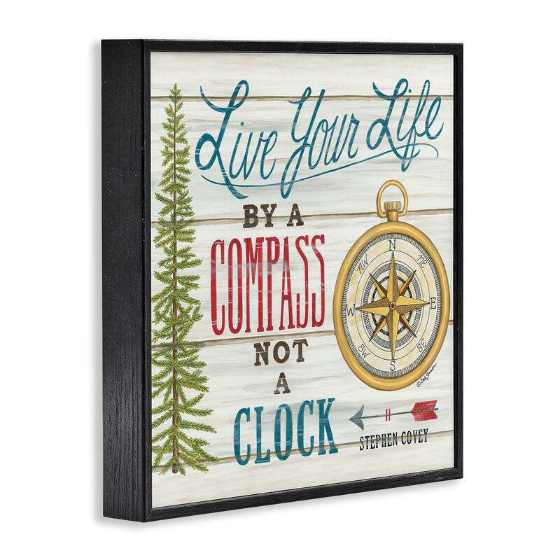 Stupell Rustic Live Your Life by Compass Adventure Quote Framed Wall Art,12x12