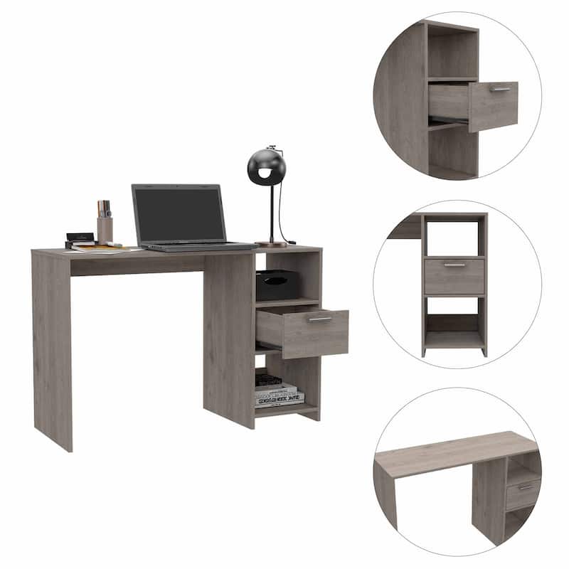 Modern Computer Desk 43" Rectangular MDF Office Table with Drawer, Matte Finish