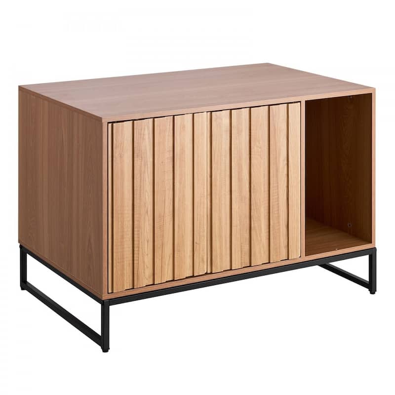 Natural Wooden Cat Litter Box Cabinet with Doors and Odor Control for Home Storage - 31.50 x 20.08 x 22.36 in