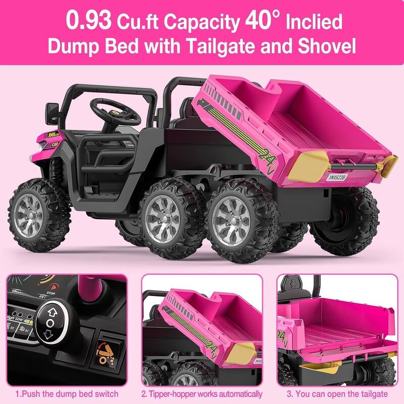 24V 2 Seater Ride On Dump Truck with Remote Control Electric UTV Car