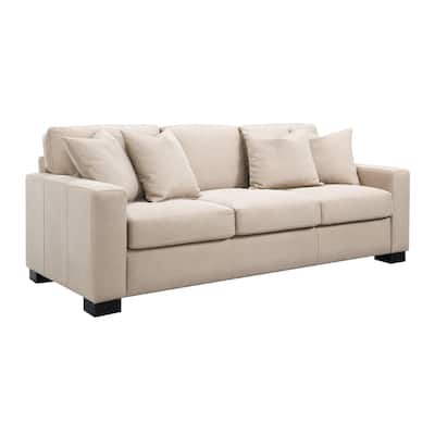 Dexter 89" Sofa with 4 Pillows, Taupe