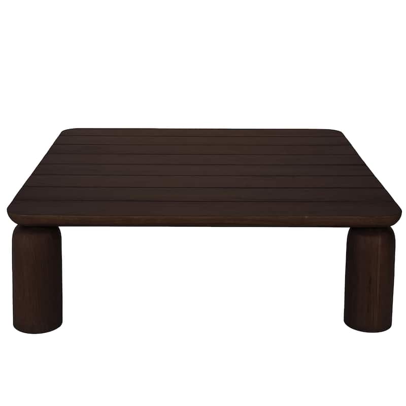 NADAAL STUDIOS Thalira Outdoor Coffee Table, Slatted Top, Solid Teak Wood, Brown Finish