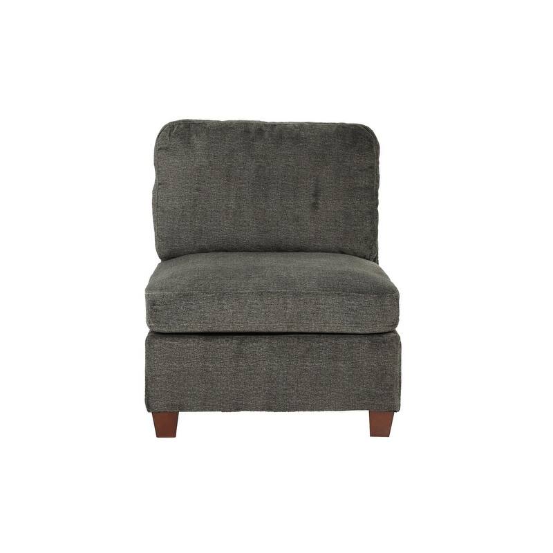 1pc Grey Chenille Modular Armless Chair for Living Room
