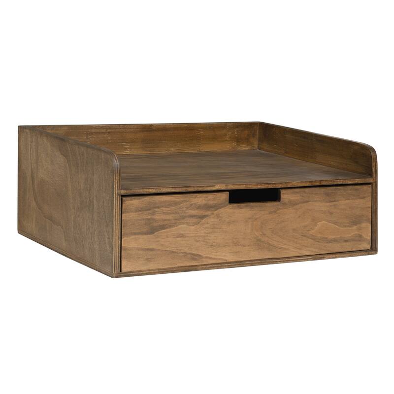 Kate and Laurel Kitt Premium Sold Wood Floating Shelf Side Table - 18x12x6.5 - Rustic Brown