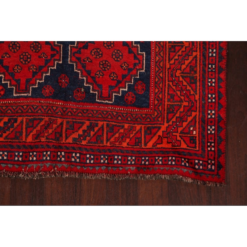 Tribal Geometric Qashqai Persian Area Rug Hand-knotted Wool Carpet - 4'6" x 9'11"