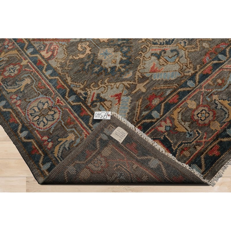 Hand Knotted Arts & Craft Mossy Gray Turkish Oushak 100% Wool Area Rug
