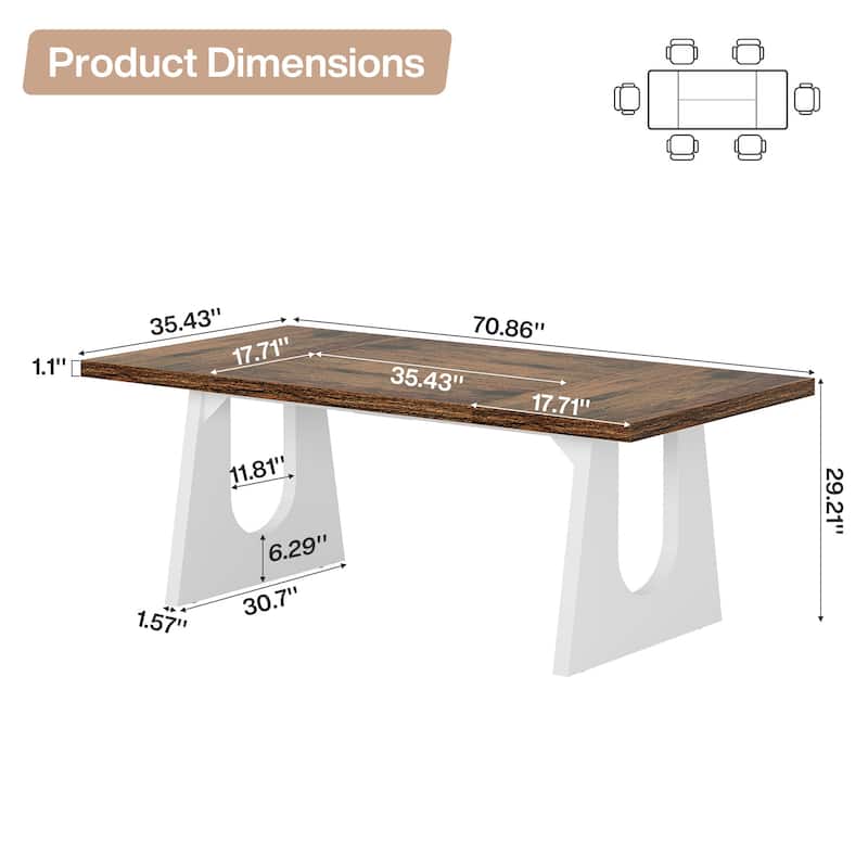 Large Dining Table Wood Oak Rectangular Farmhouse Center Kitchen