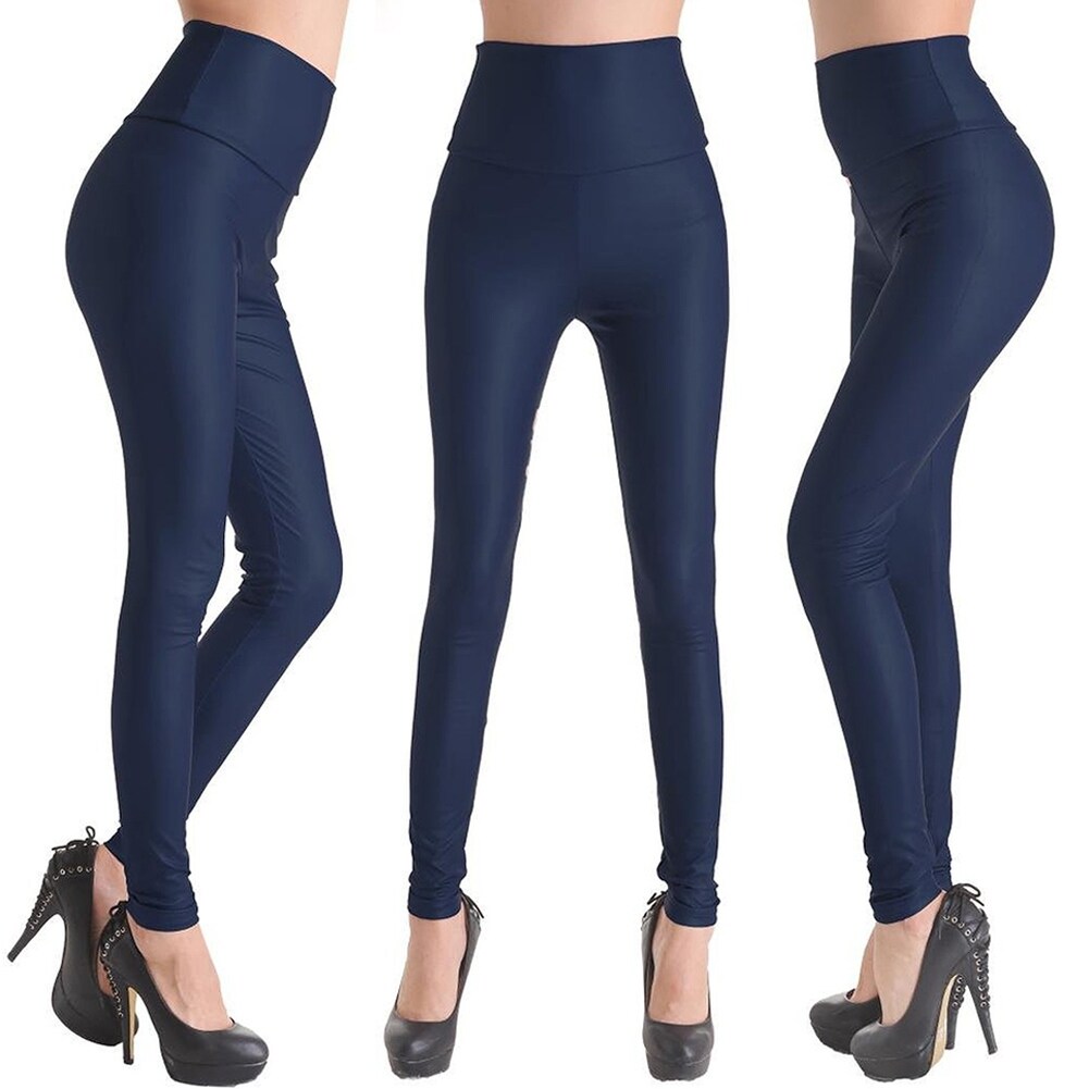 navy blue faux leather pants