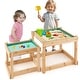 preview thumbnail 1 of 8, Gymax Wooden Sand & Water Tables Outdoor Sensory Tables w/ Protective Brown