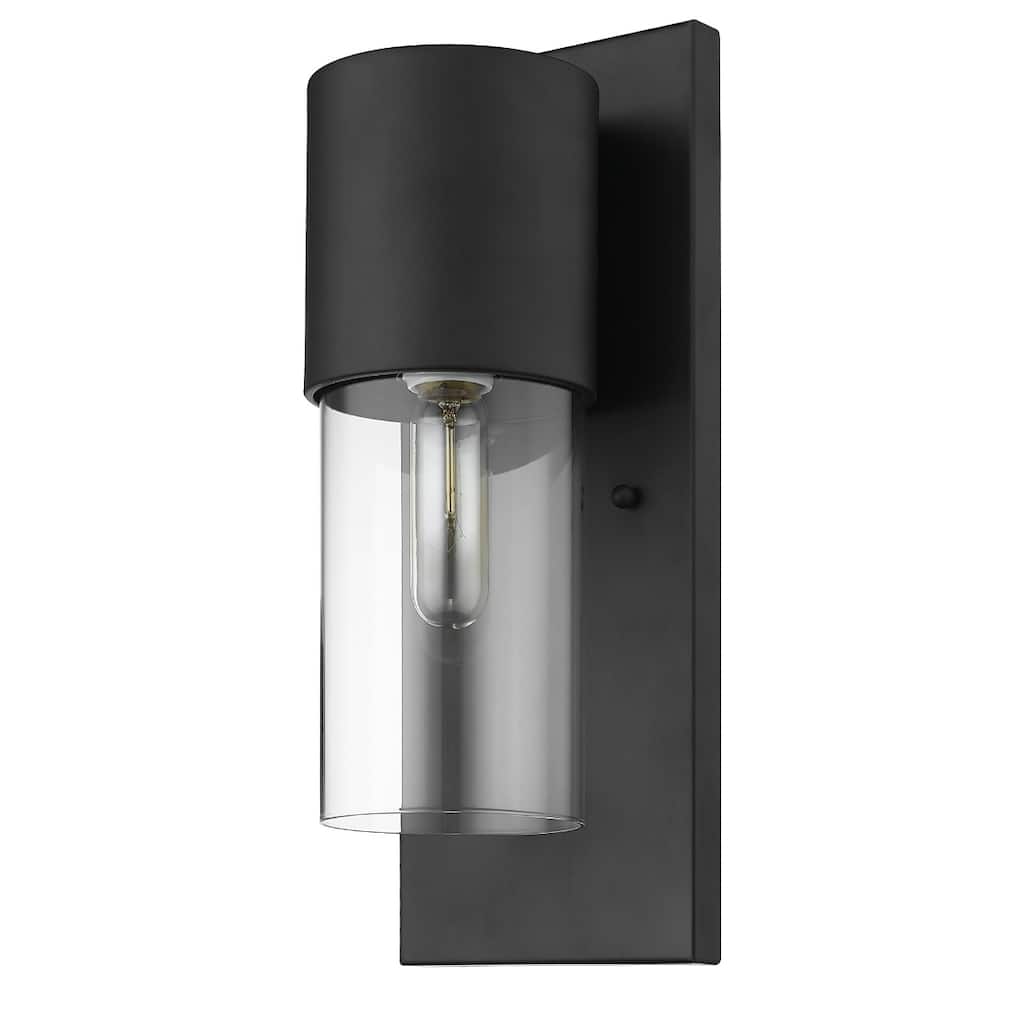Modern Outdoor Wall Sconce with Clear Glass Shade and Wet Rated Flush Mount Light Fixture E26 Base - 16"H x 6.25"W x 5.75"D