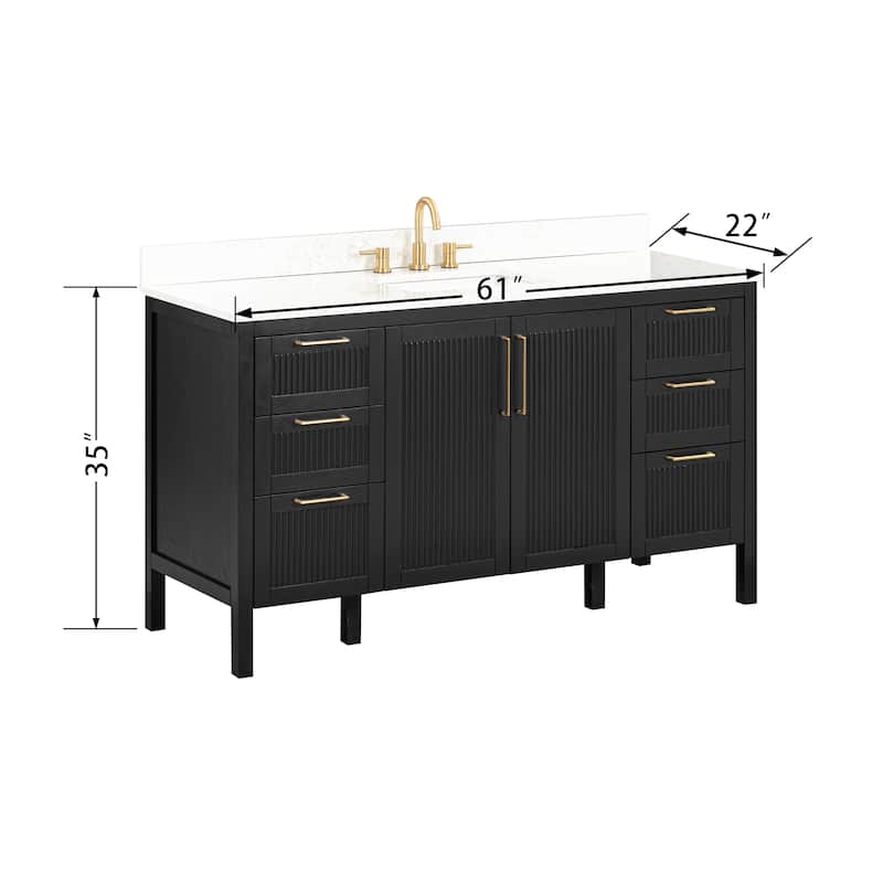 Luka Bathroom Vanity in Black Oak with Alluring Quartz Top