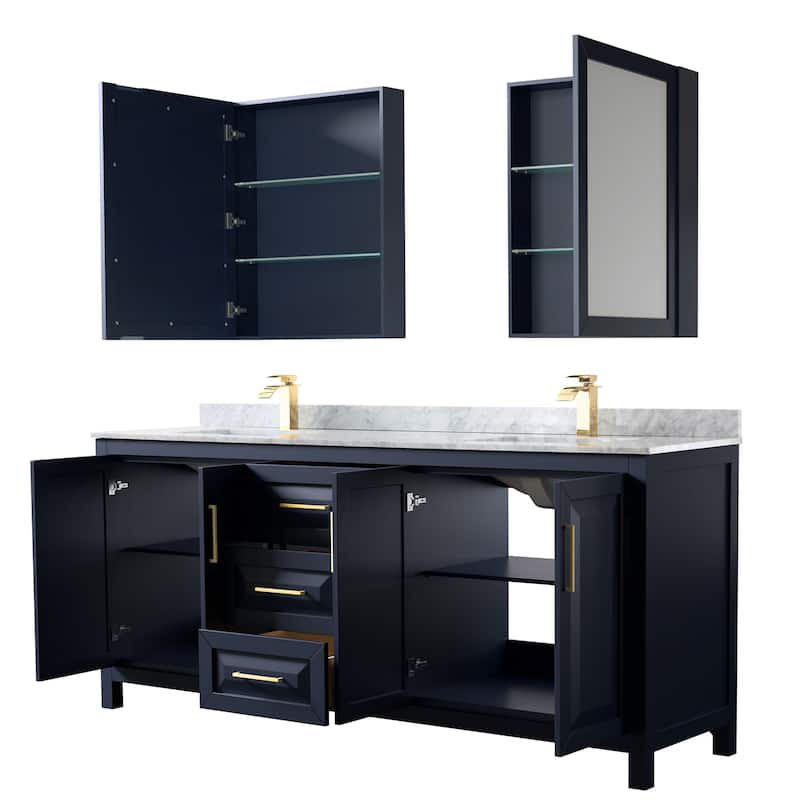 Daria 80-inch Double Vanity, Marble Top, Medicine Cabinets