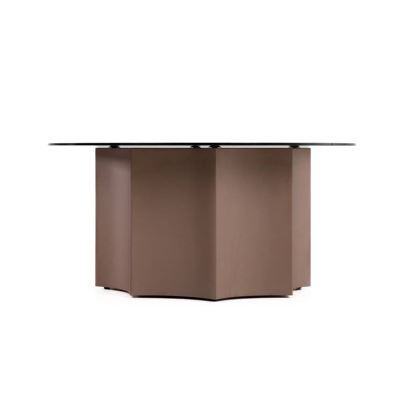 Cid Ingo Coffee Table, 32 Inch Black Mirrored Glass Top, Wine Red Base