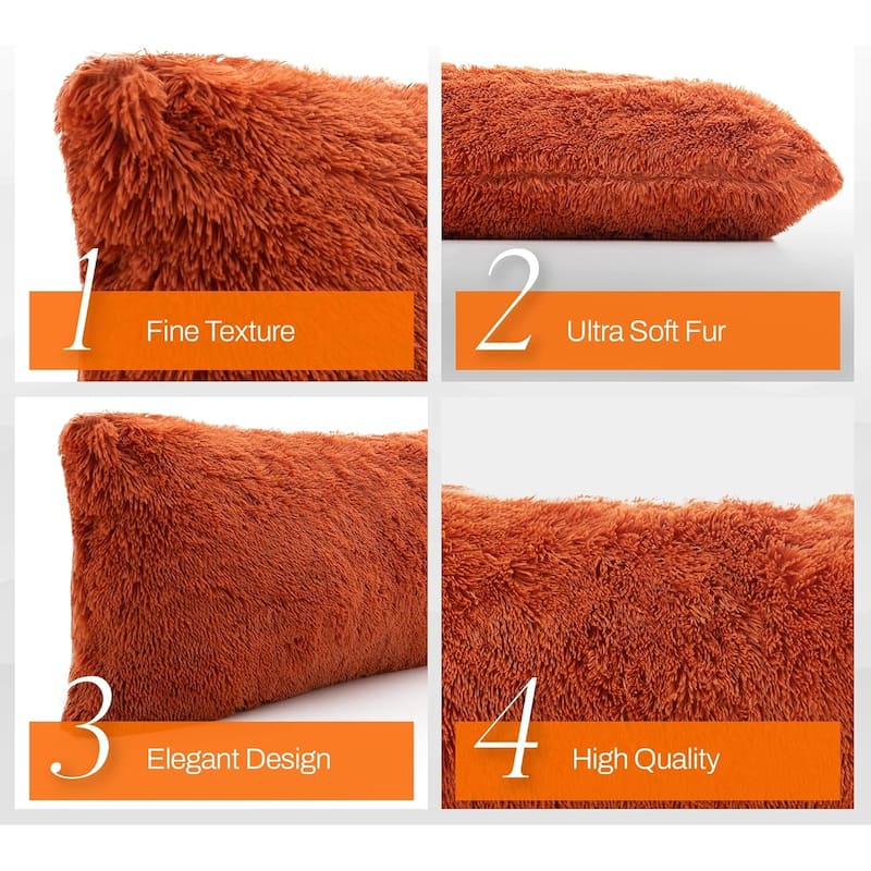 Cheer Collection 20" x 54" Long Hair Shaggy Body Pillow