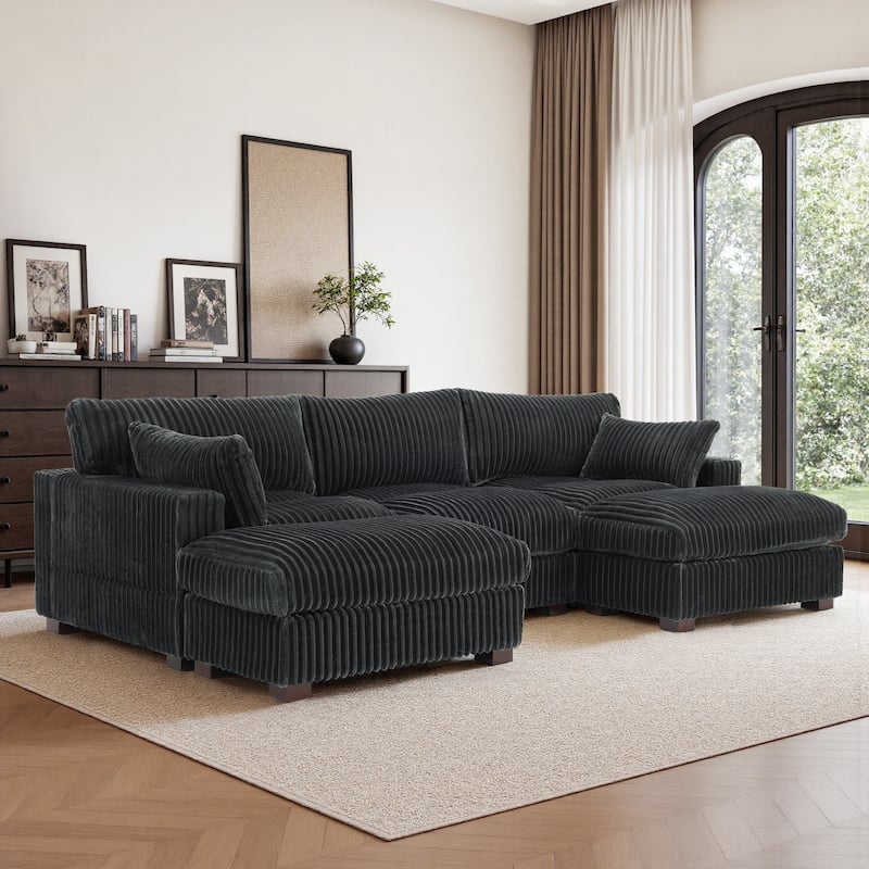 Oversized U-shaped Plush Modular Sectional Sofa Set