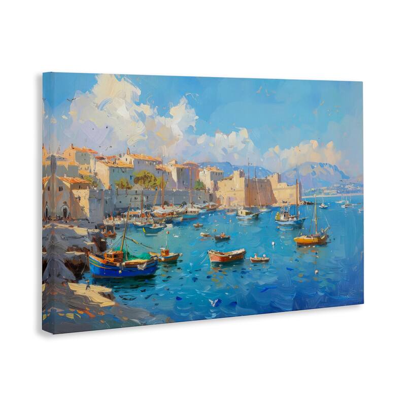 Stupell Nautical Harbor Coastal Town Canvas Wall Art Design By LSR Design Studio
