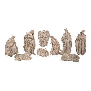 Transpac Resin 4.75 In. Brown Christmas Carved Nativity Set Of 10