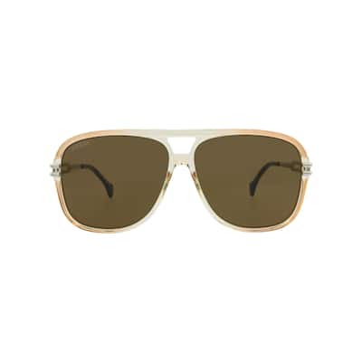 Gucci Aviator-Frame Acetate Sunglasses - Orange Silver Brown - NS