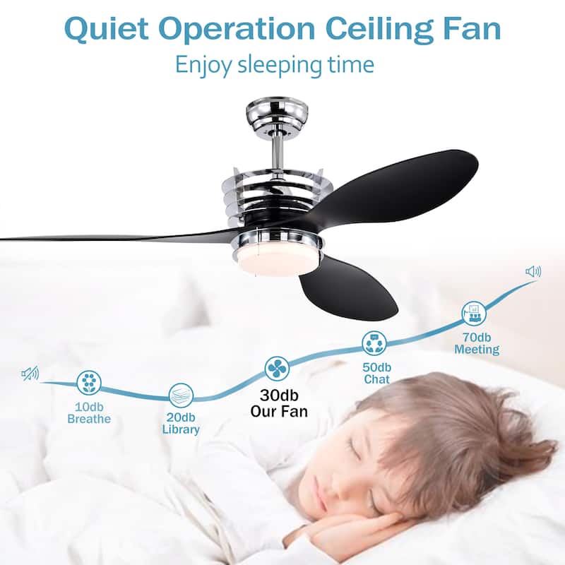 Modern Minimalist Ceiling Fan Light with 3 Blades and DC Motor, Speed Adjustment Function for Bedroom and Living Room