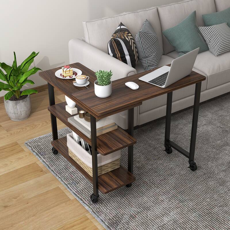 Multifunctional Swivel End Table with 360 Degree Rotation and Casters - 49.5" x 12" x 26.5" (L x W x H)