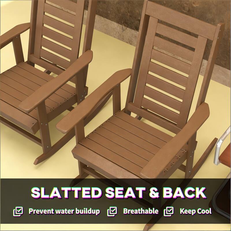 GDFStudio - Oliver Classic HDPE Outdoor Rocking Chair Set