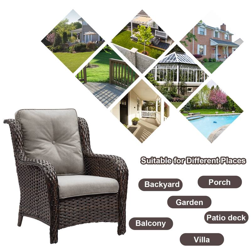 Gymojoy 4-Piece Outdoor Patio Sofa Chair with Coffee Table