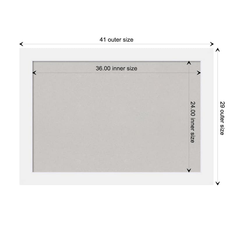 Corvino Wood Framed Grey Corkboard Bulletin Board - Board Size 36x24 - Corvino White