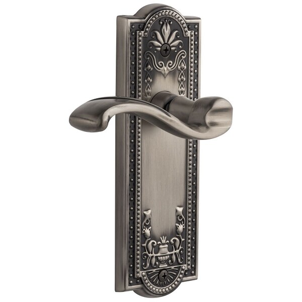 Grandeur PARPRT_PSG_234 Parthenon Solid Brass Rose Passage Door Lever Set with Portofino Door Lever Set and 2-3/4" Backset