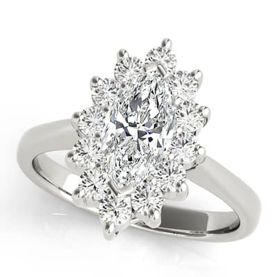 Auriya 14k White Gold Lab Grown Marquise Diamond Halo Engagement Ring 0.50 to 5.00 ct. tw. (F-G VS)