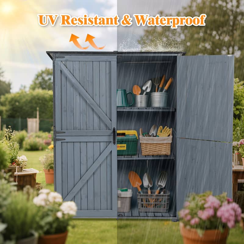 Outdoor Storage Cabinet, Garden Shed Tool Shed with Metal Frame Structure for Backyard Garden Patio Lawn